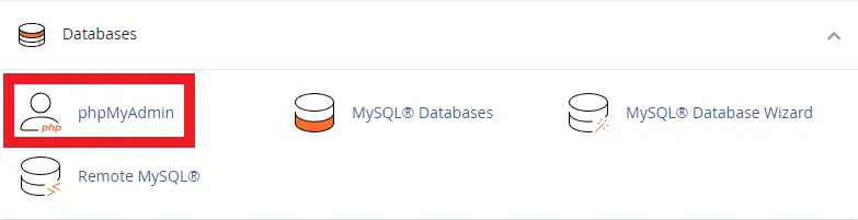 بخش phpmyadmin در سی پنل