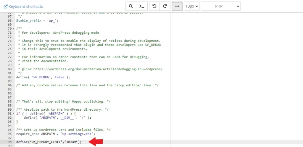تصویر افزایش حافظه php در وردپرس