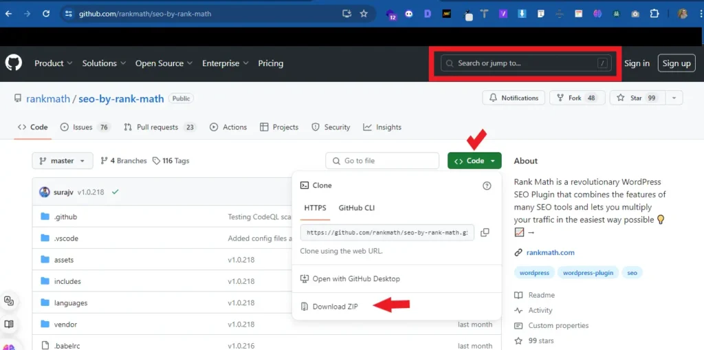 دانلود افزونه برای وردپرس از طریق سایت github