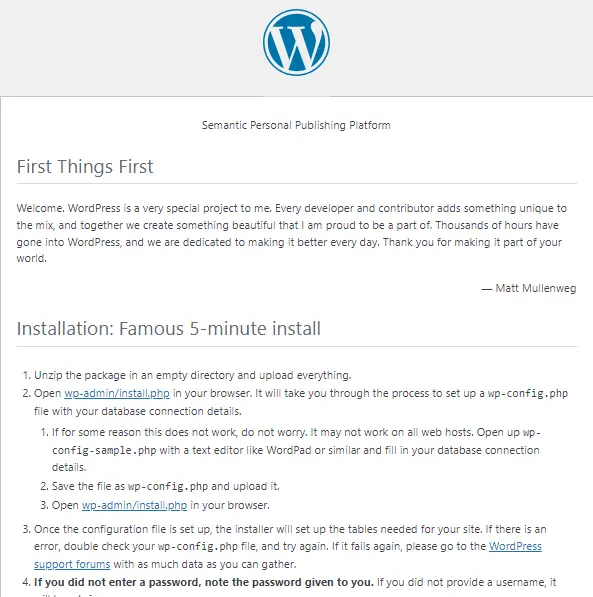بررسی فایل readme.html برای پاسخ این سوال که از کجا بفهمیم یک سایت وردپرس است