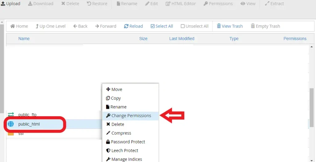 بررسی مجوزهای public_html