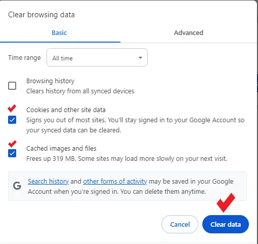 حذف کش مرورگر برای رفع ارور 403