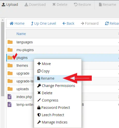 تغییر نام پلاگین ها برای رفع ارور 403