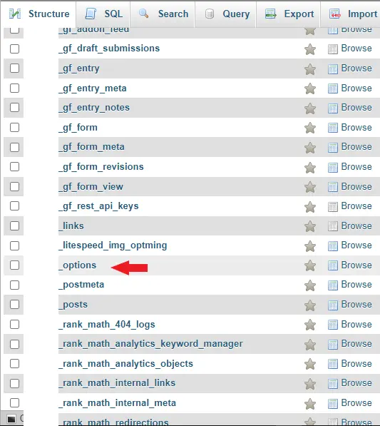 جدول مربوط به WP-OPTION در وردپرس