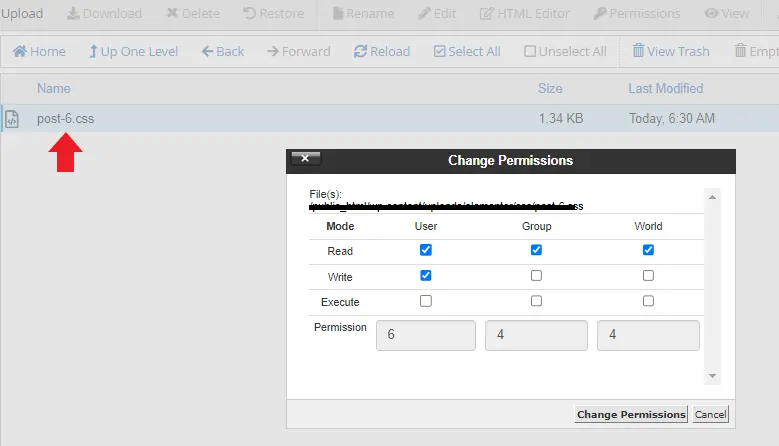 تغییر سطح دسترسی به فایل css در فولدر المنتور