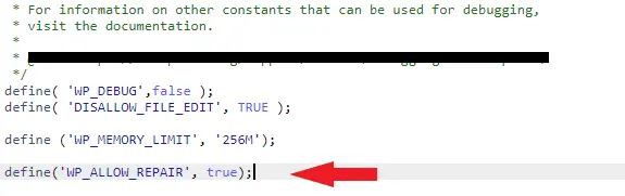 تعمیر پایگاه داده وردپرس از طریق wp-config.php