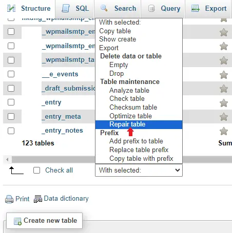 تعمیر پایگاه داده جهت رفع خطای عدم برقراری ارتباط وردپرس با سرور