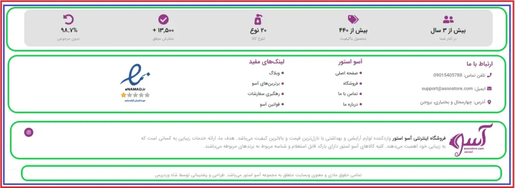 طراحی ساختار اصلی فوتر با المنتور