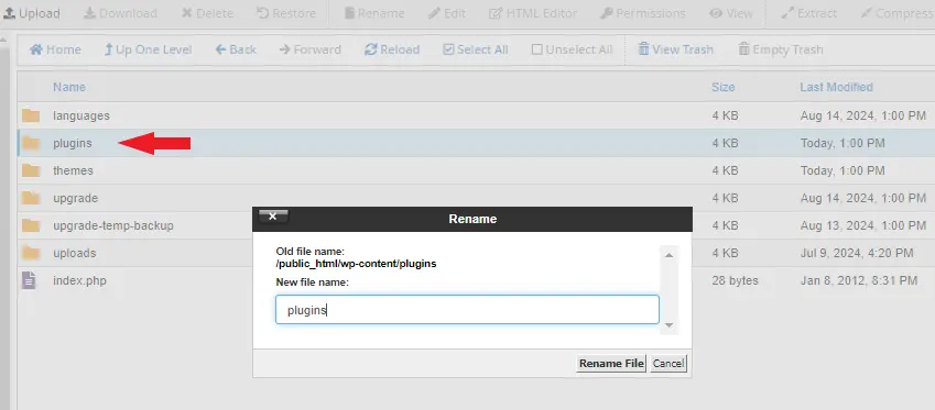 تغییر نام و غیرفعال کردن افزونه ها از سی پنل