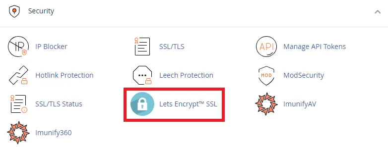ورود به بخش lets encrypt ssl جهت نصب گواهینامه امنیتی ssl در سی پنل