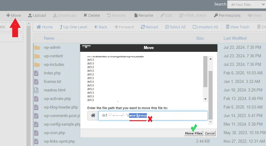 انتقال محتویات وردپرس به پوشه اصلی سایت
