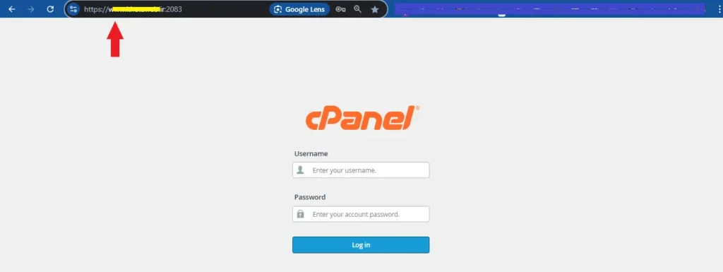 صفحه ورود به هاست سی پنل از طریق پورت