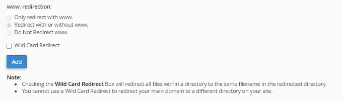 انتخاب شکل ریدایرکت در سی پنل