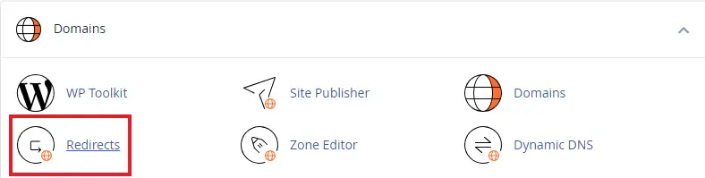 ورود به تنظیمات ریدایرکت در آموزش ریدایرکت در سی پنل