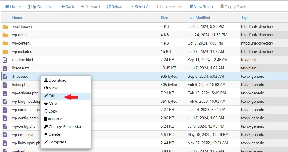 ویرایش فایل htaccess