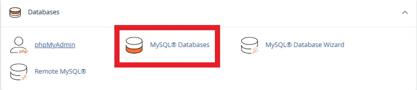 ورود به بخش دیتابیس های سی پنل