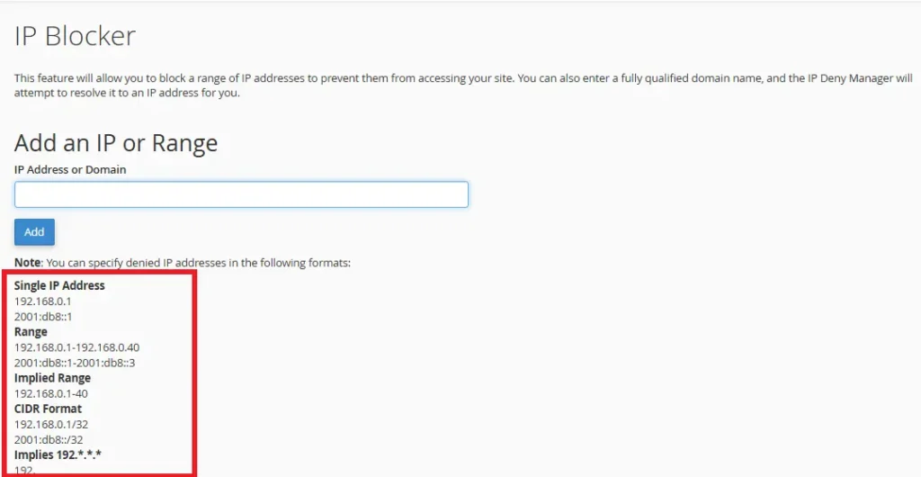 بلاک کردن ip در cpanel