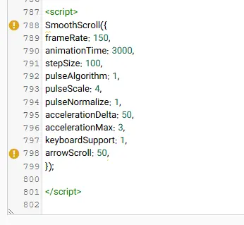 شخصی سازی و تنظیمات اسکرول روان در کدهای js